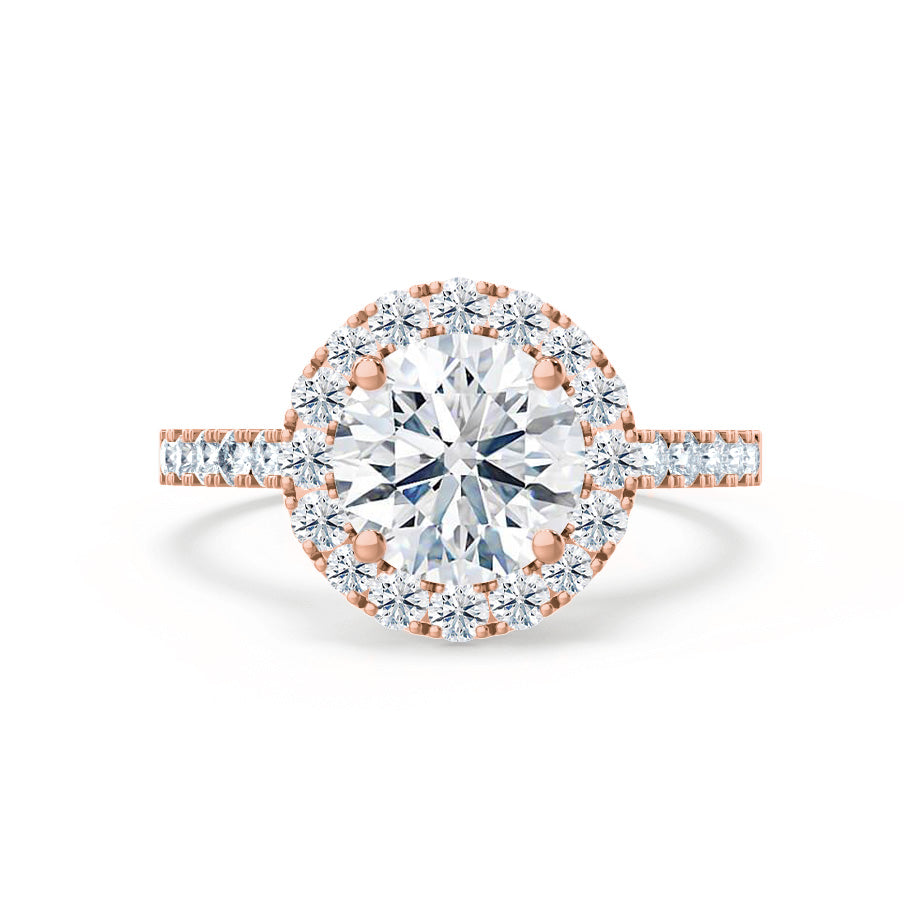 1.0 CT Round Shaped Moissanite Halo Style Engagement Ring