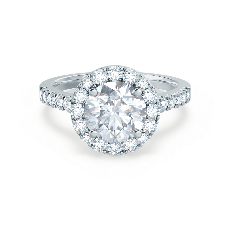 1.0 CT Round Shaped Moissanite Halo Style Engagement Ring