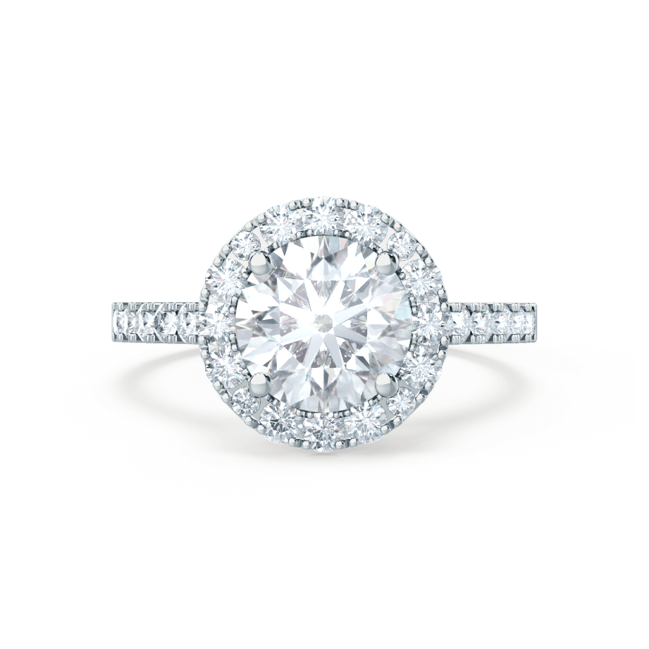 1.0 CT Round Shaped Moissanite Halo Style Engagement Ring