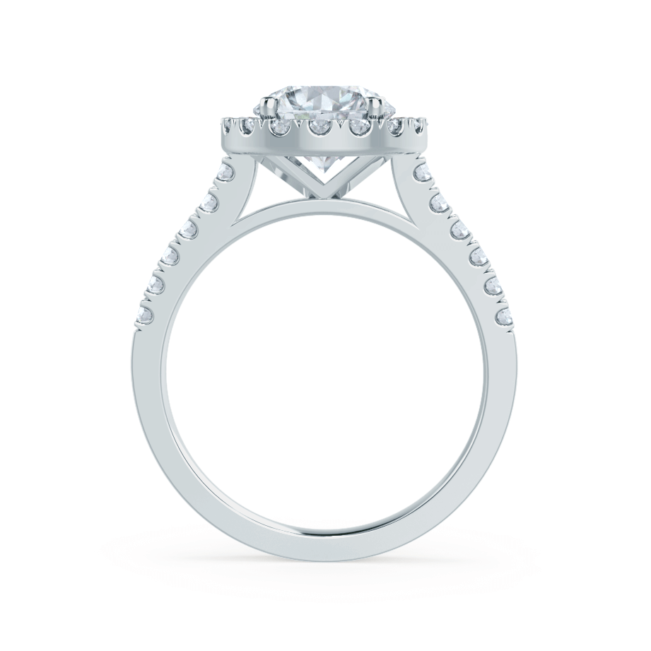 1.0 CT Round Shaped Moissanite Halo Style Engagement Ring