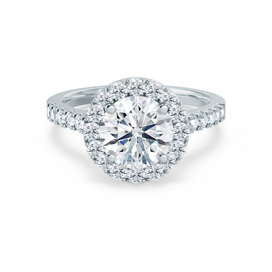 1.0 CT Round Shaped Moissanite Halo Style Engagement Ring