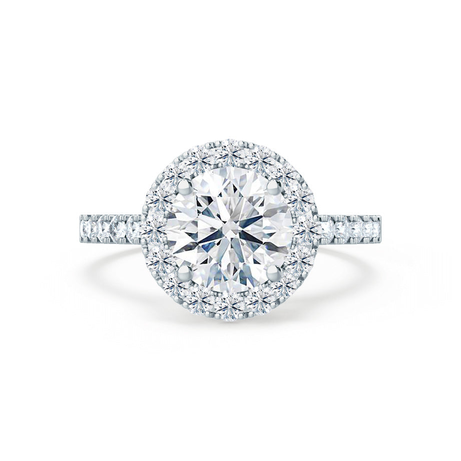 1.0 CT Round Shaped Moissanite Halo Style Engagement Ring