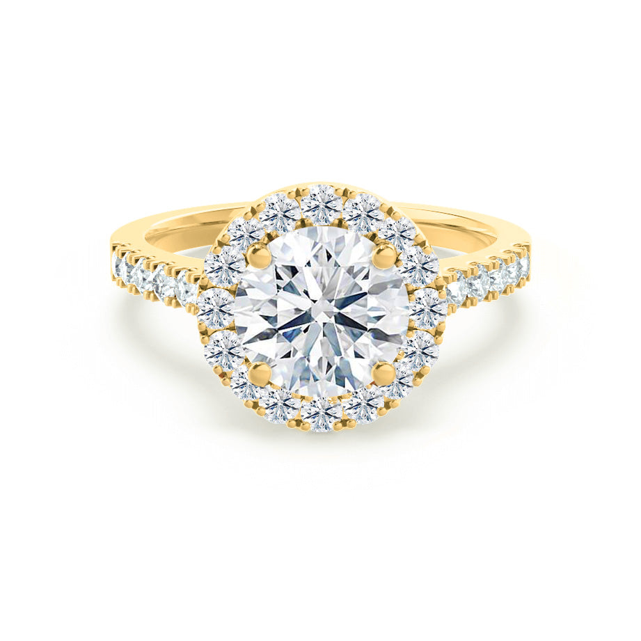 1.0 CT Round Shaped Moissanite Halo Style Engagement Ring