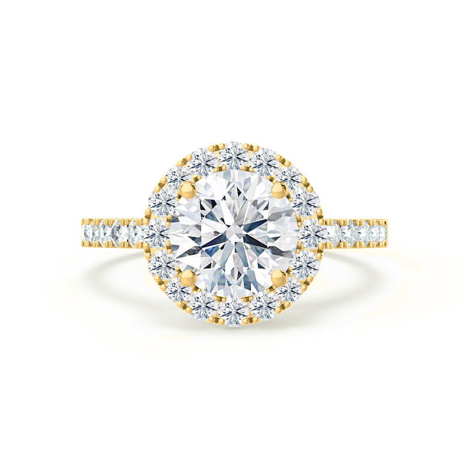 1.0 CT Round Shaped Moissanite Halo Style Engagement Ring