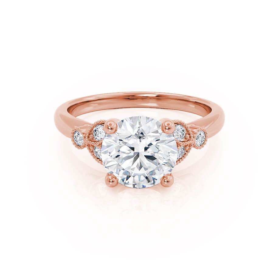 1.5 CT Round Shaped Moissanite Cluster Style Engagement Ring