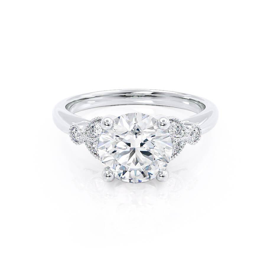 1.50 CT Round Shaped Moissanite Cluster Style Engagement Ring