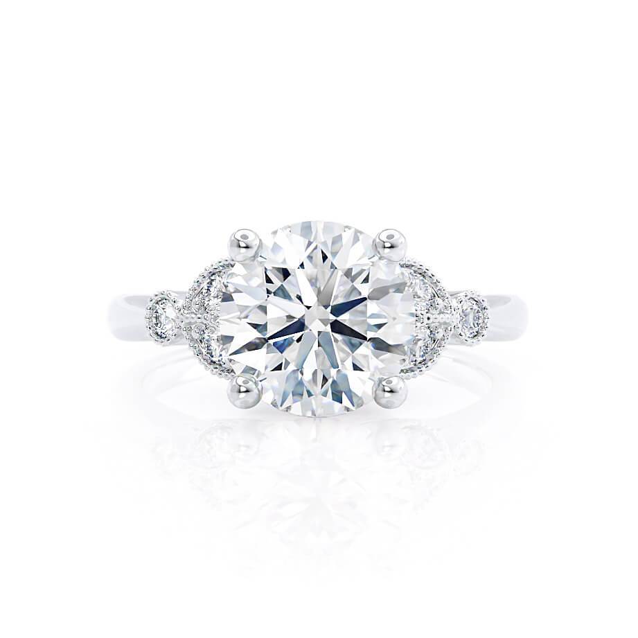 1.50 CT Round Shaped Moissanite Cluster Style Engagement Ring