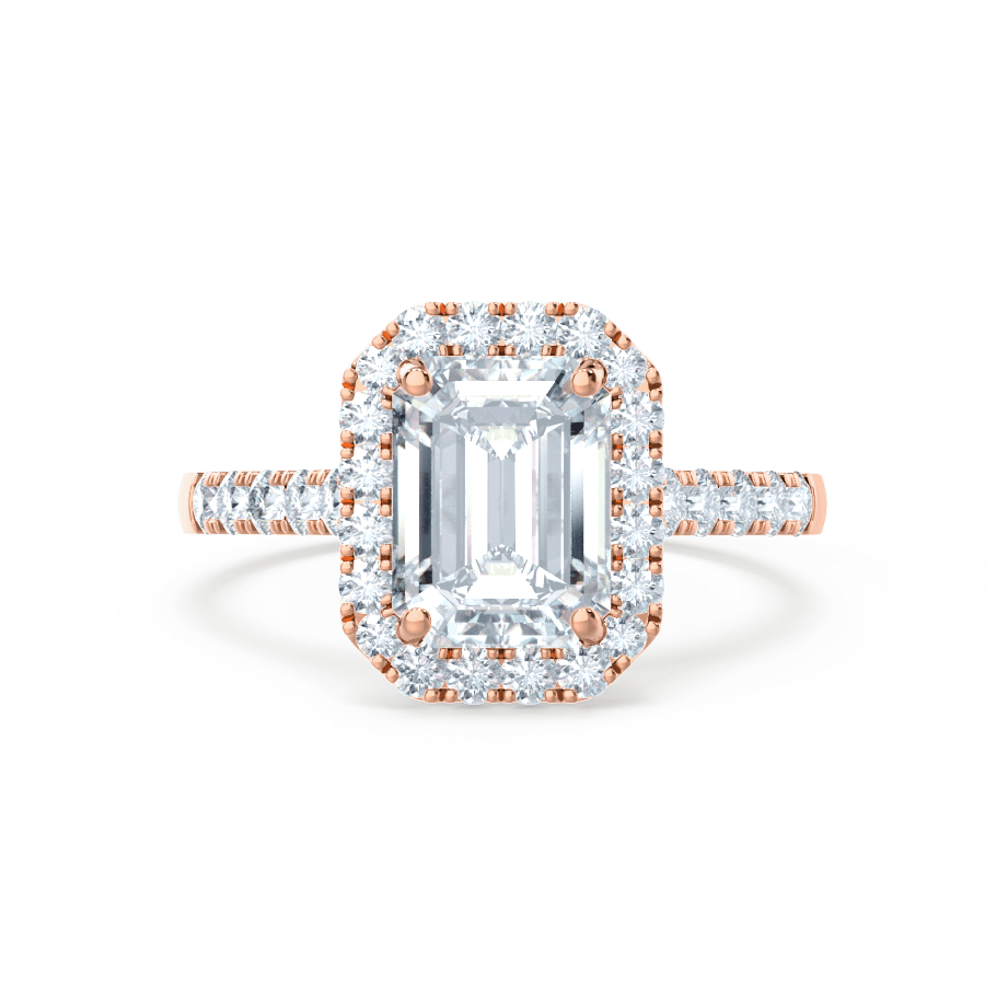 1.01 CT Emerald Shaped Moissanite Halo Style Engagement Ring