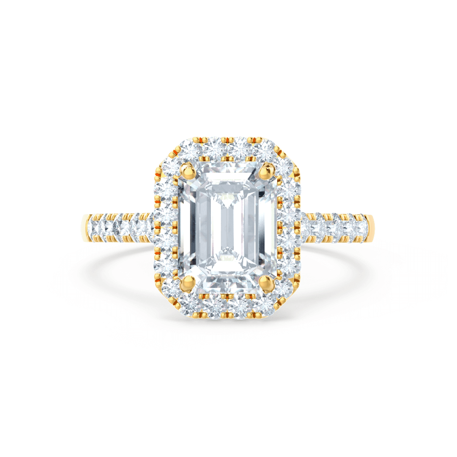 1.01 CT Emerald Shaped Moissanite Halo Style Engagement Ring