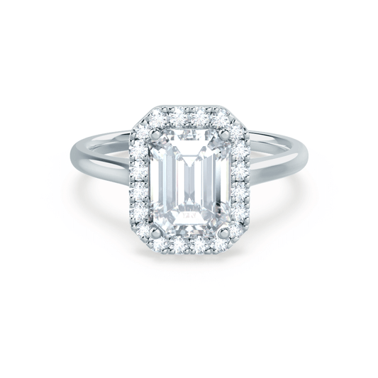 1.75 CT Emerald Shaped Moissanite Halo Style Engagement Ring