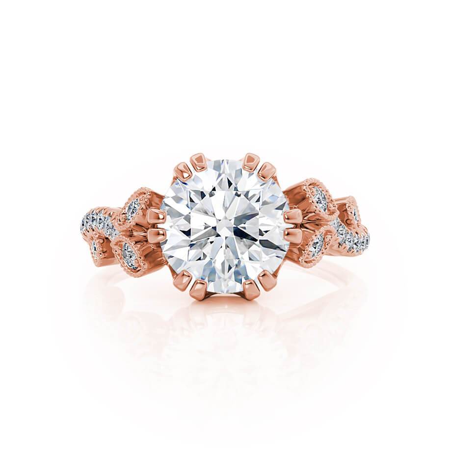 1.50 CT Round Shaped Moissanite Cluster Style Engagement Ring