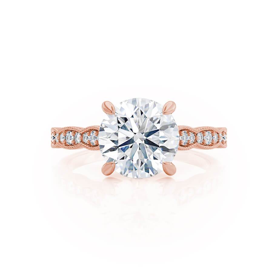 1.0 CT Round Shaped Moissanite Solitaire With Pave Setting Engagement Ring