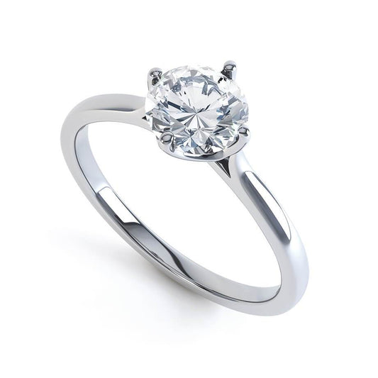 1.0 CT Round Shaped Moissanite Solitaire Style Engagement Ring