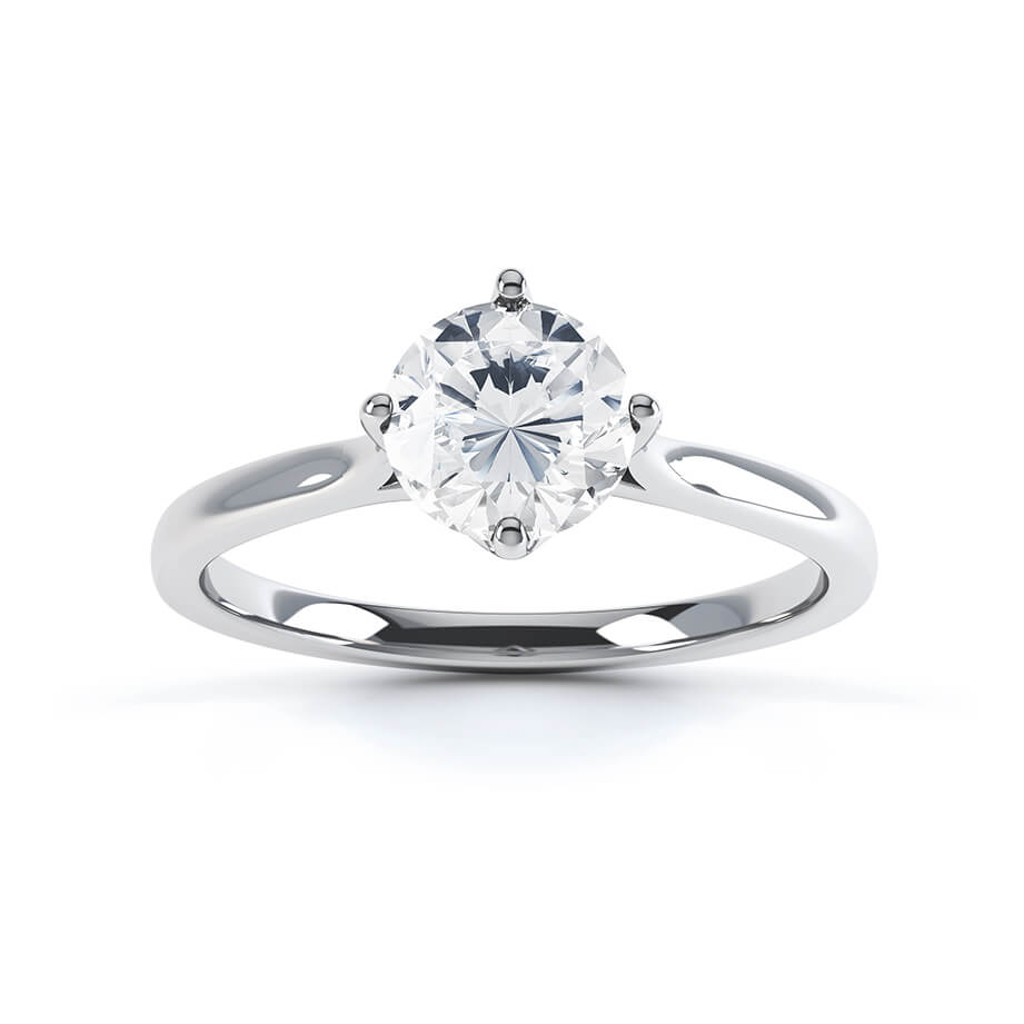 1.0 CT Round Shaped Moissanite Solitaire Engagement Ring