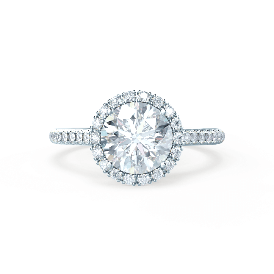 1.0 CT Round Shaped Moissanite Halo Engagement Ring