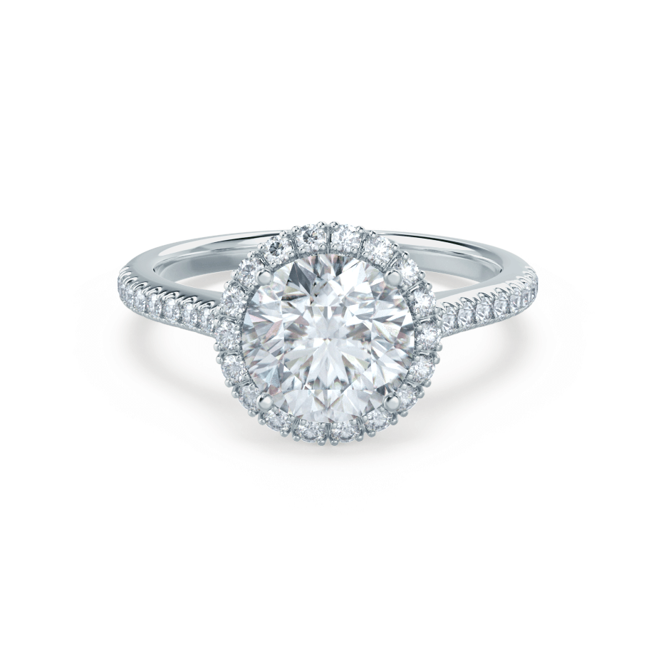 1.0 CT Round Shaped Moissanite Halo Style Engagement Ring