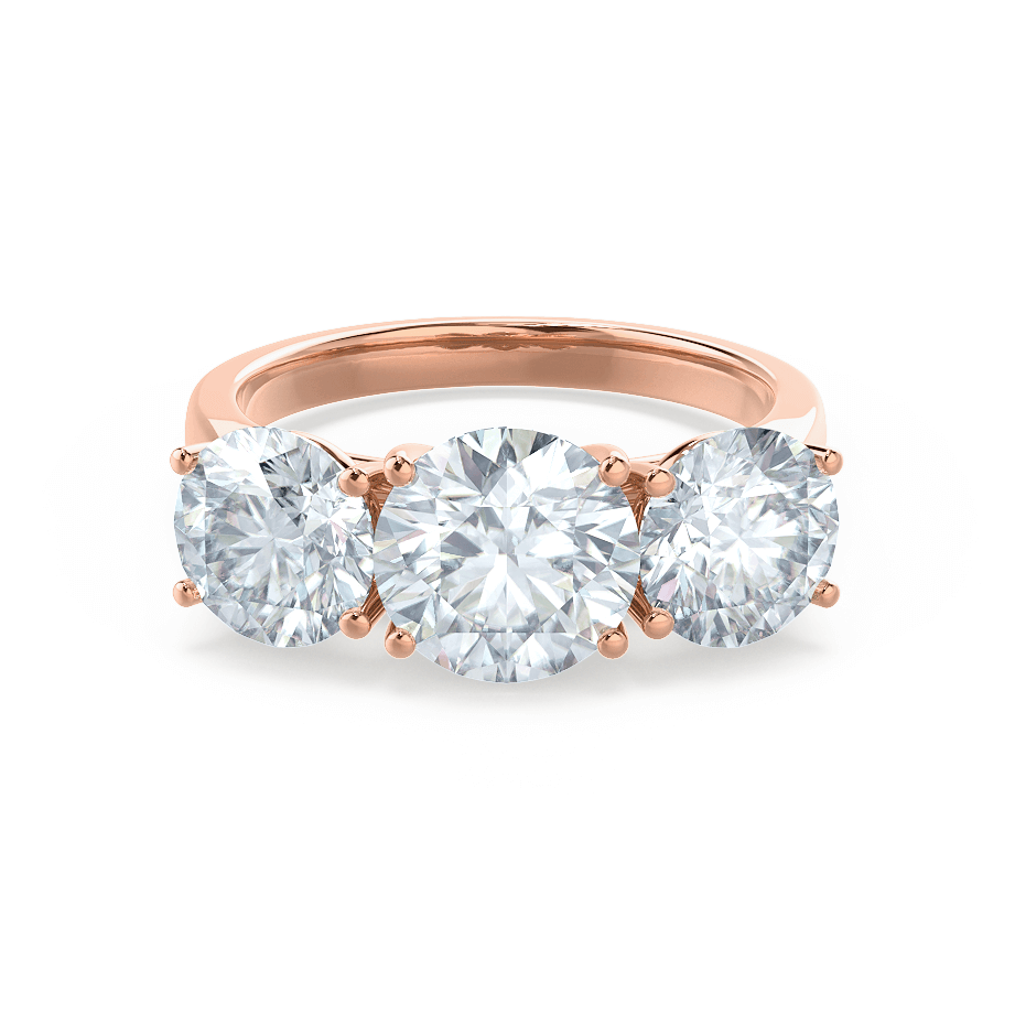 1.50 CT Round Shaped Moissanite Three Stone Style Engagement Ring