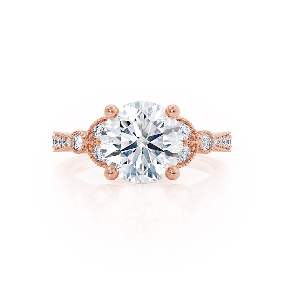 1.50 CT Round Shaped Moissanite Cluster Style Engagement Ring