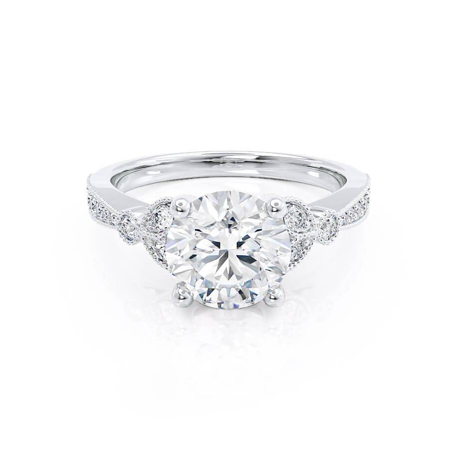 1.50 CT Round Shaped Moissanite Cluster Style Engagement Ring