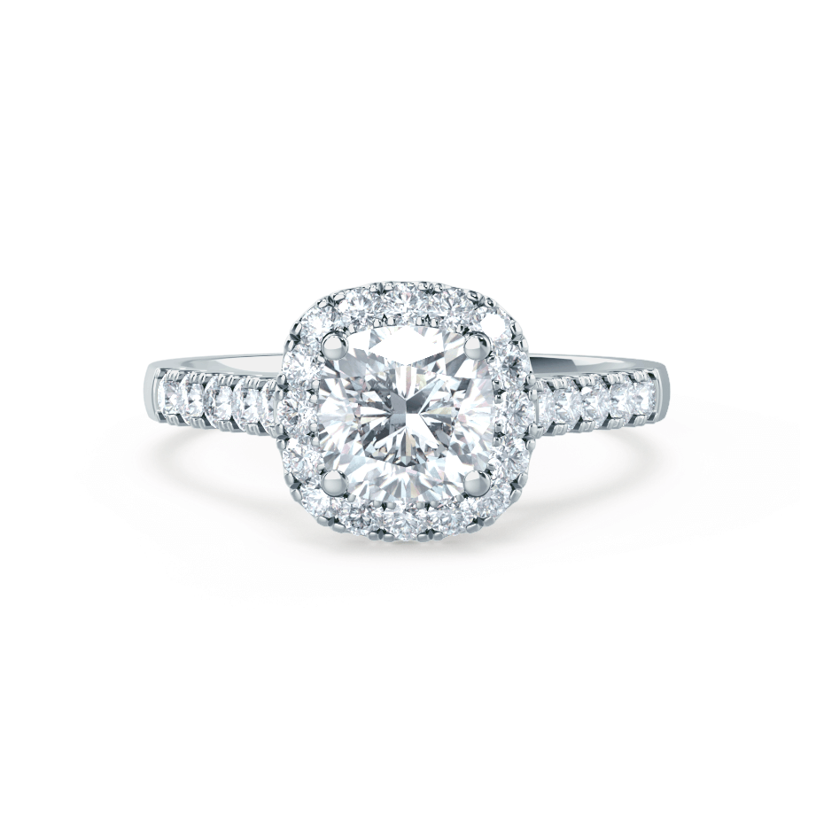 1.70 CT Cushion Cut Moissanite Halo Style Engagement Ring