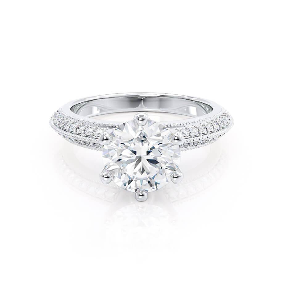 1.50 CT Round Shaped Moissanite Solitaire Pave Style Engagement Ring