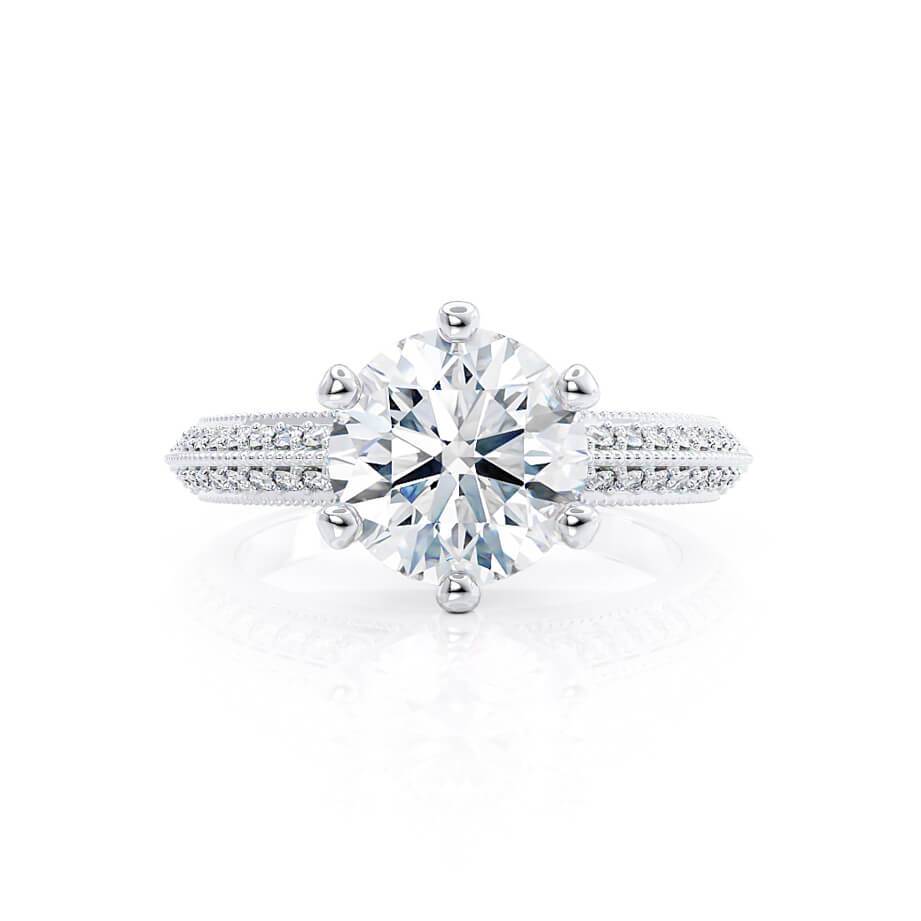 1.50 CT Round Shaped Moissanite Solitaire Pave Style Engagement Ring