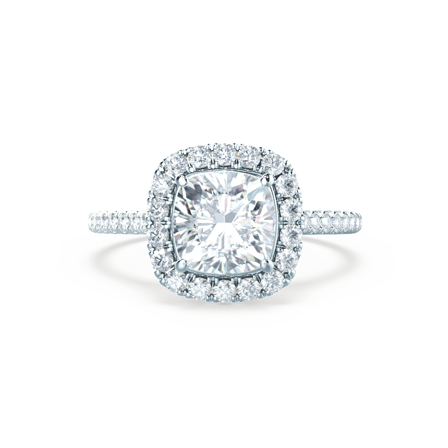 1.30 CT Cushion Shaped Moissanite Halo Style Engagement Ring