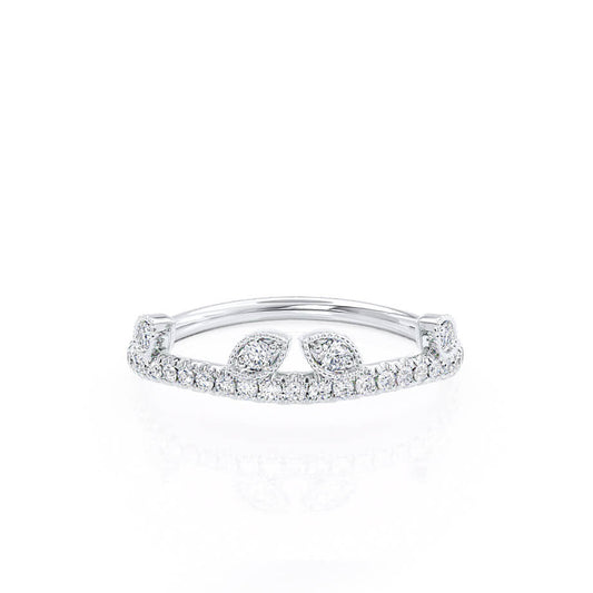 0.21 CT Round Shaped Moissanite Art Deco Style Wedding Band