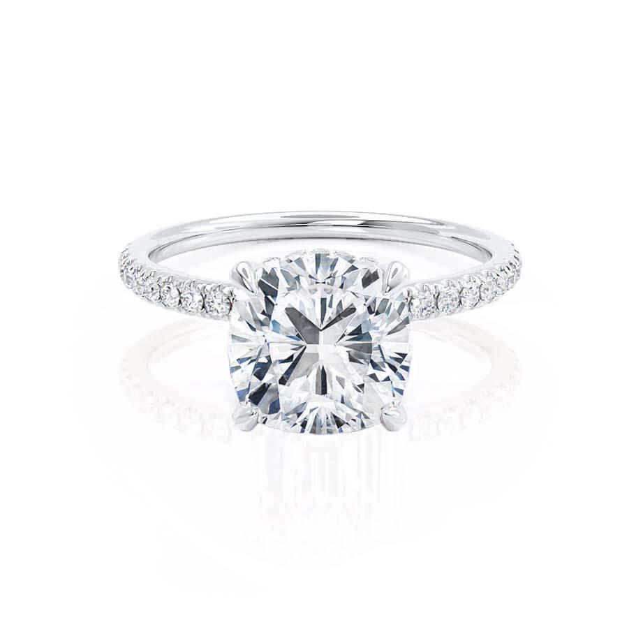 2.40 CT Cushion Shaped Moissanite Hidden Halo Engagement Ring