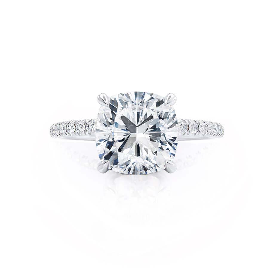 2.40 CT Cushion Shaped Moissanite Hidden Halo Engagement Ring