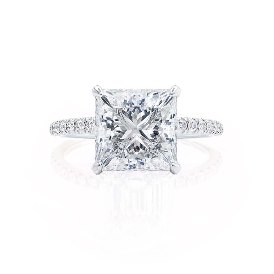 1.50 CT Princess Shaped Moissanite Hidden Halo Engagement Ring