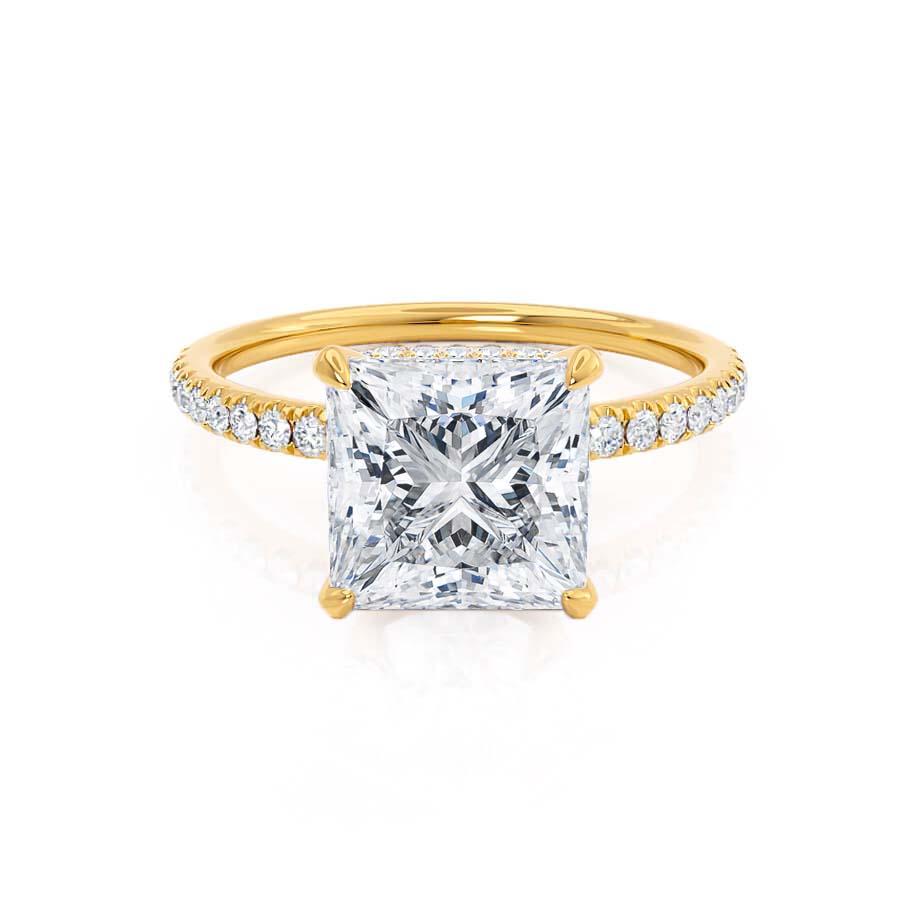 1.50 CT Princess Shaped Moissanite Hidden Halo Style Engagement Ring