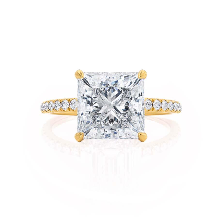 1.50 CT Princess Shaped Moissanite Hidden Halo Style Engagement Ring