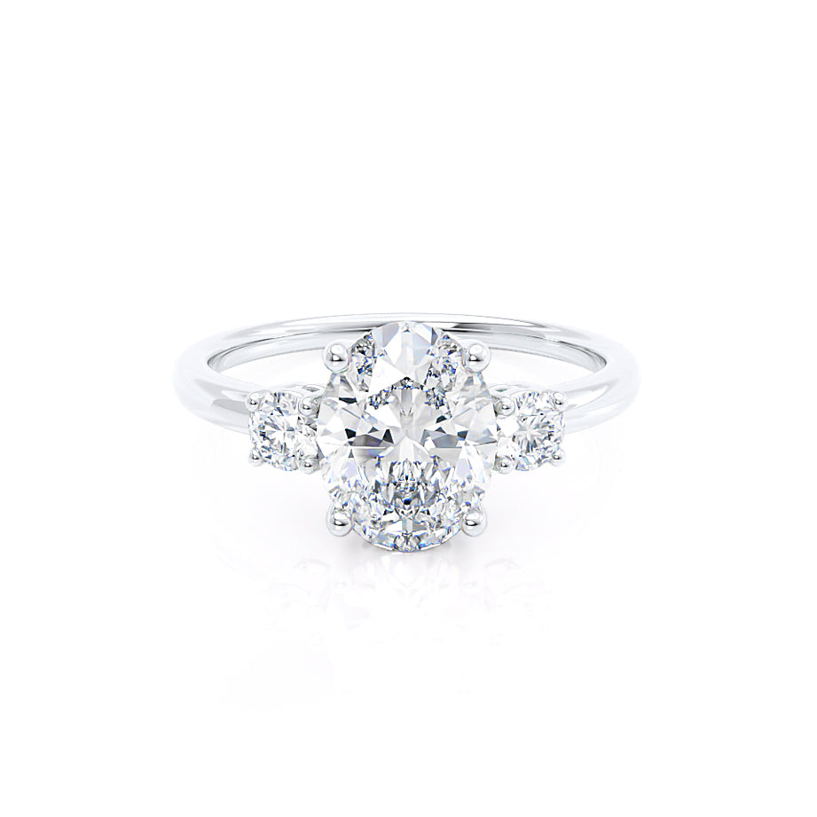 2.52 CT Oval Shaped Moissanite Three Stone Engagement Ring