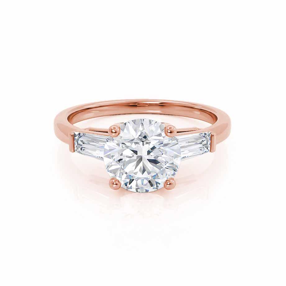 1.0 CT Round Shaped Moissanite Three Stone Style Engagement Ring