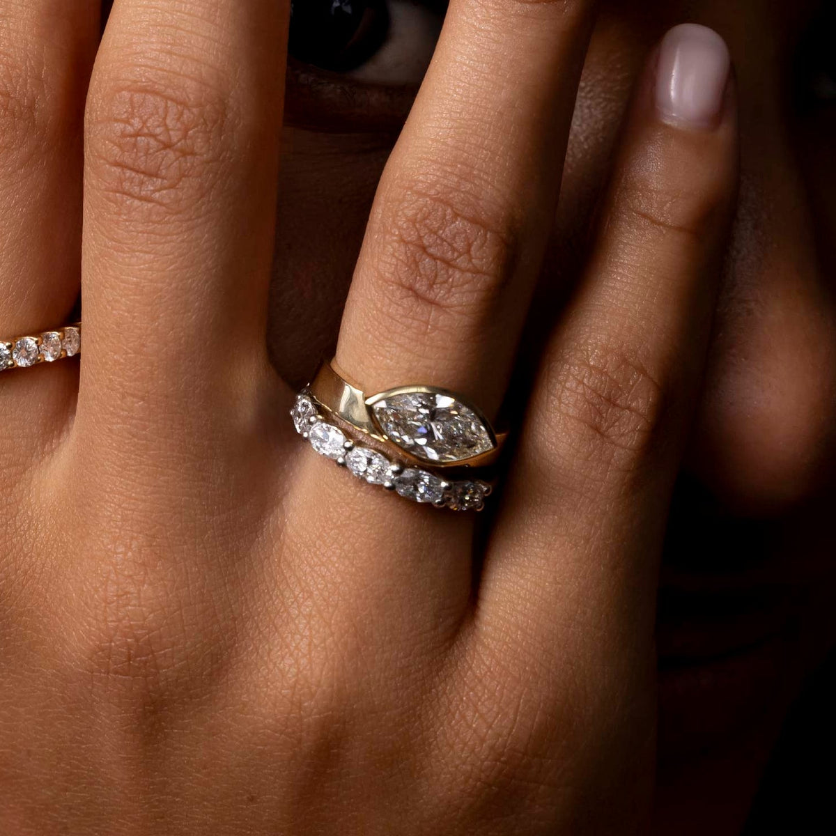 2 CT Marquise: Chunky Bezel Lab Grown Diamond