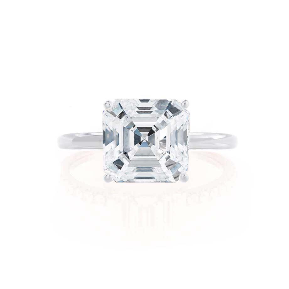 1.80 CT Asscher Shaped Moissanite Solitaire Engagement Ring