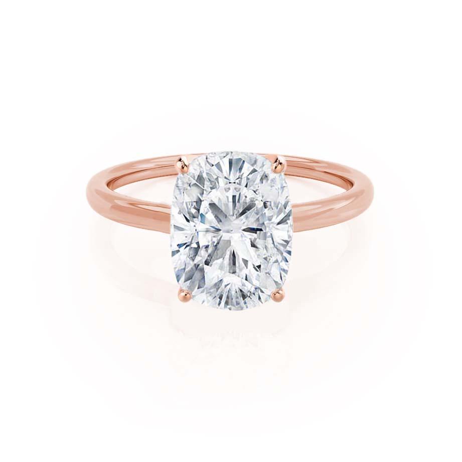 3.0 CT Elongated Cushion shaped Moissanite Solitaire Style Engagement Ring