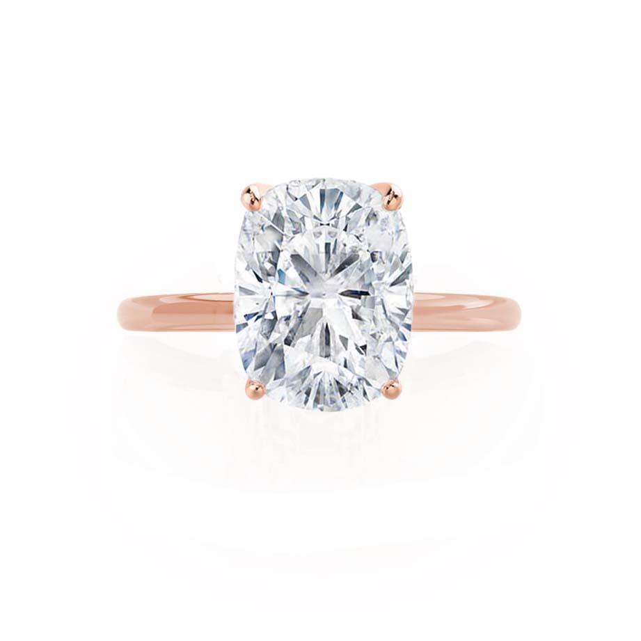 3.0 CT Elongated Cushion shaped Moissanite Solitaire Style Engagement Ring