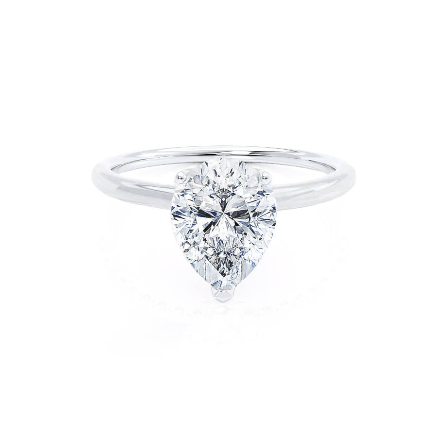 2.10 CT Pear Shaped Moissanite Solitaire Engagement Ring