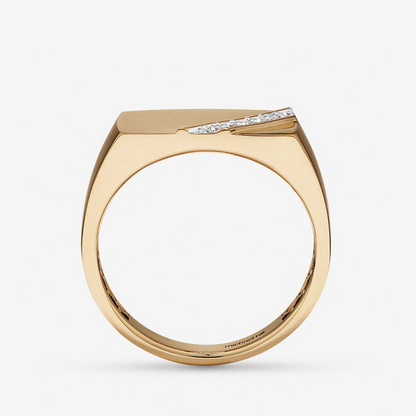 0.10 TCW Round Lab Grown Diamond Signet Men's Wedding Band