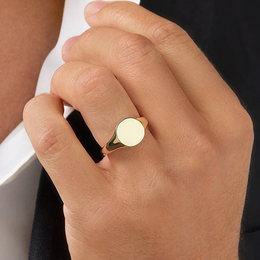Classic Men's Engravable Round Signet Band