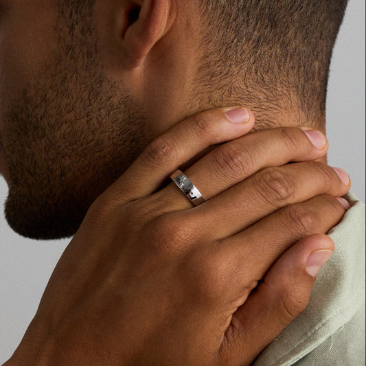 0.08 TCW Cushion Lab Grown Diamond Two Stone Men's Wedding Band