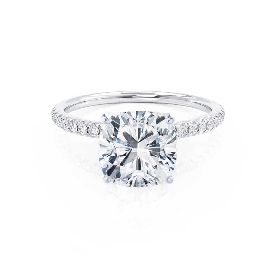 0.80 CT Cushion Shaped Moissanite Solitaire Pave Style Engagement Ring