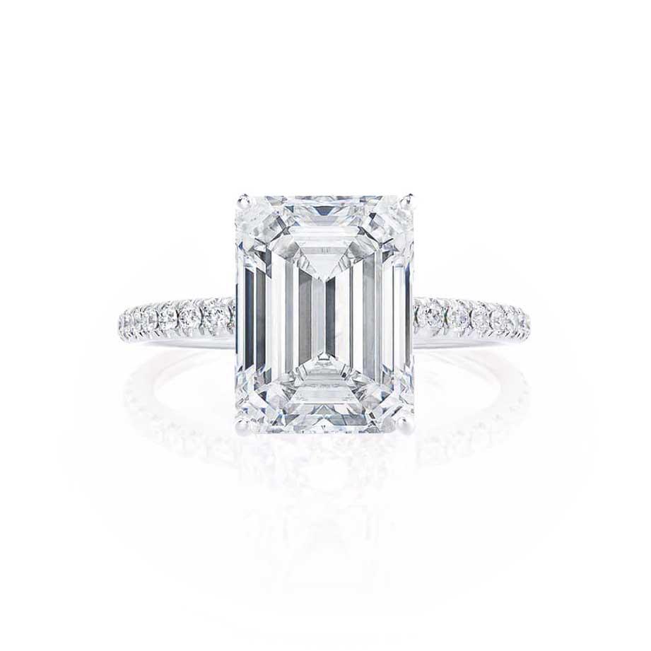 2.52 CT Emerald Shaped Moissanite Solitaire Engagement Ring