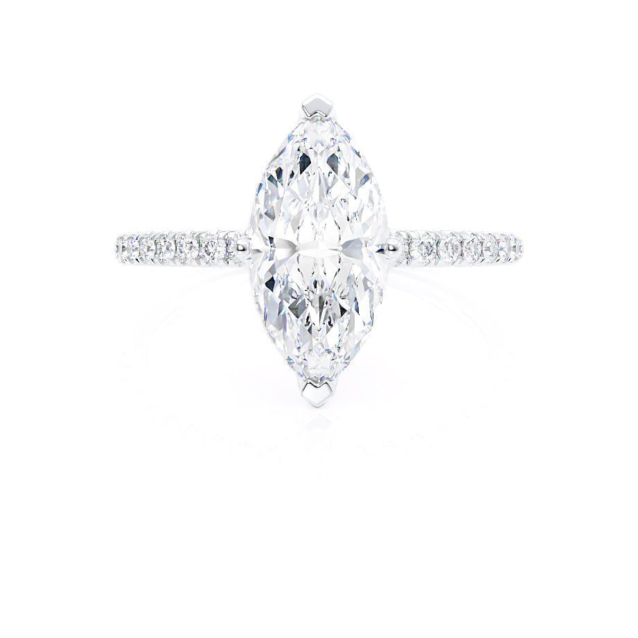 1.0 CT Marquise Shaped Moissanite Solitaire Pave Style Engagement Ring