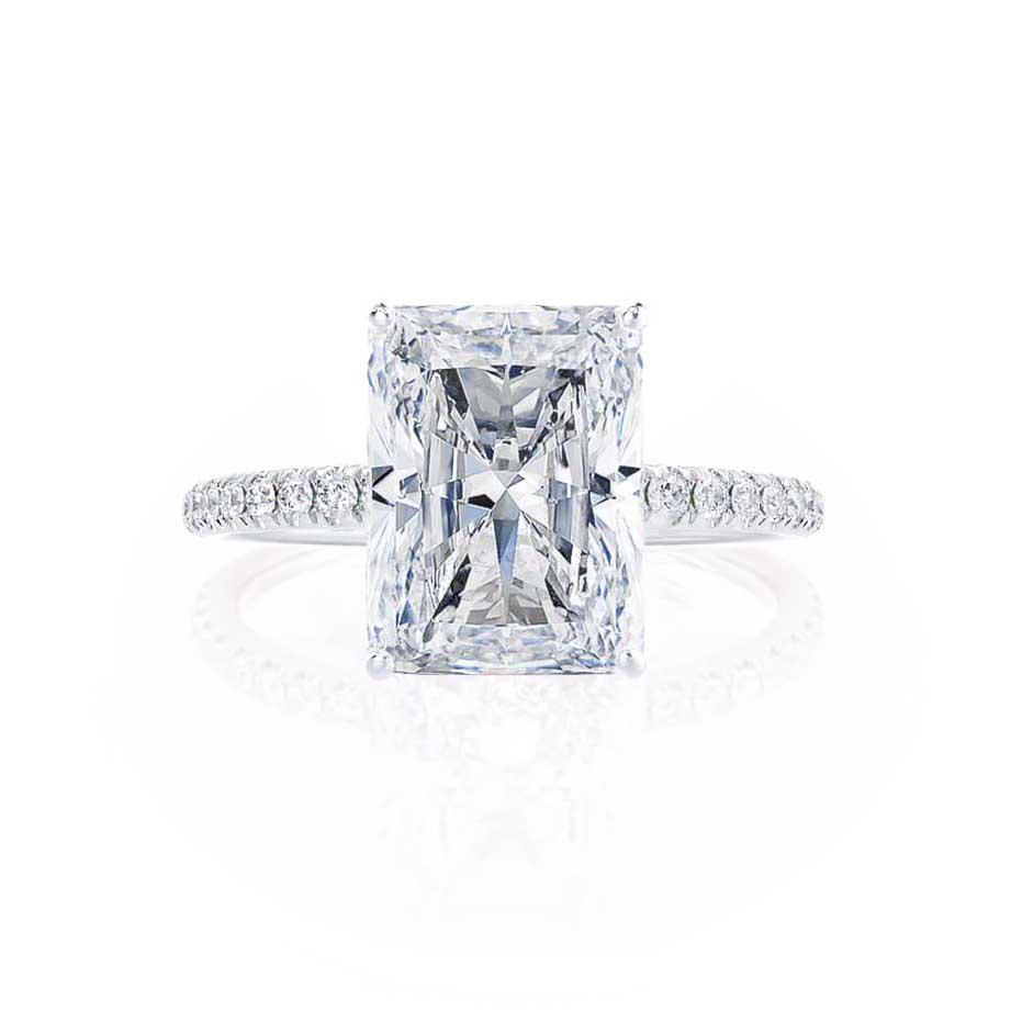 1.20 CT Radiant Shaped Moissanite Solitaire Pave Style Engagement Ring