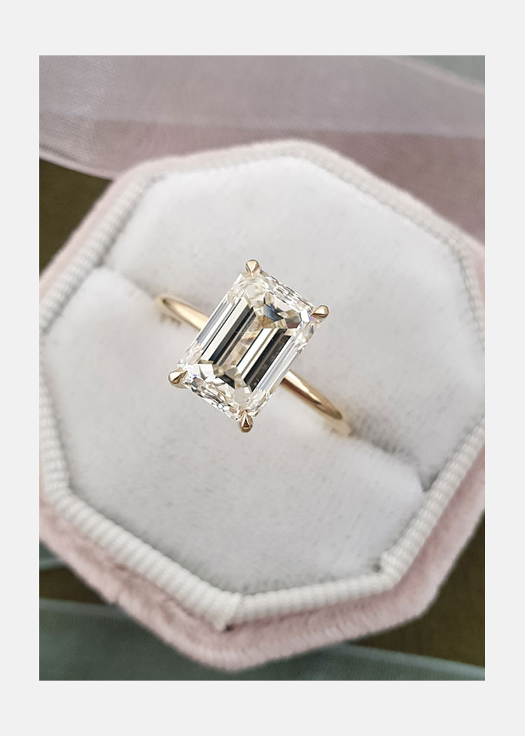 2.0 CT Emerald Cut Solitaire Style Moissanite Engagement Ring
