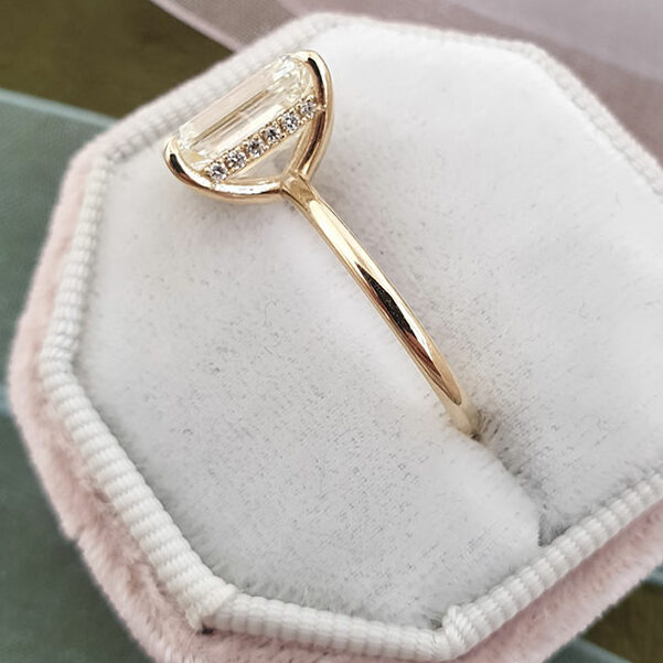 2.0 CT Emerald Cut Solitaire Style Moissanite Engagement Ring