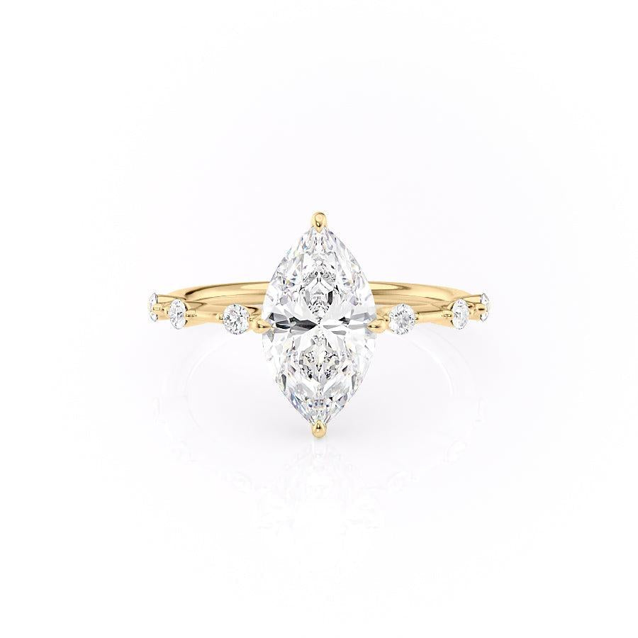 1.58 CT Marquise Cut Solitaire Dainty Engagement Ring With Hidden Halo Setting